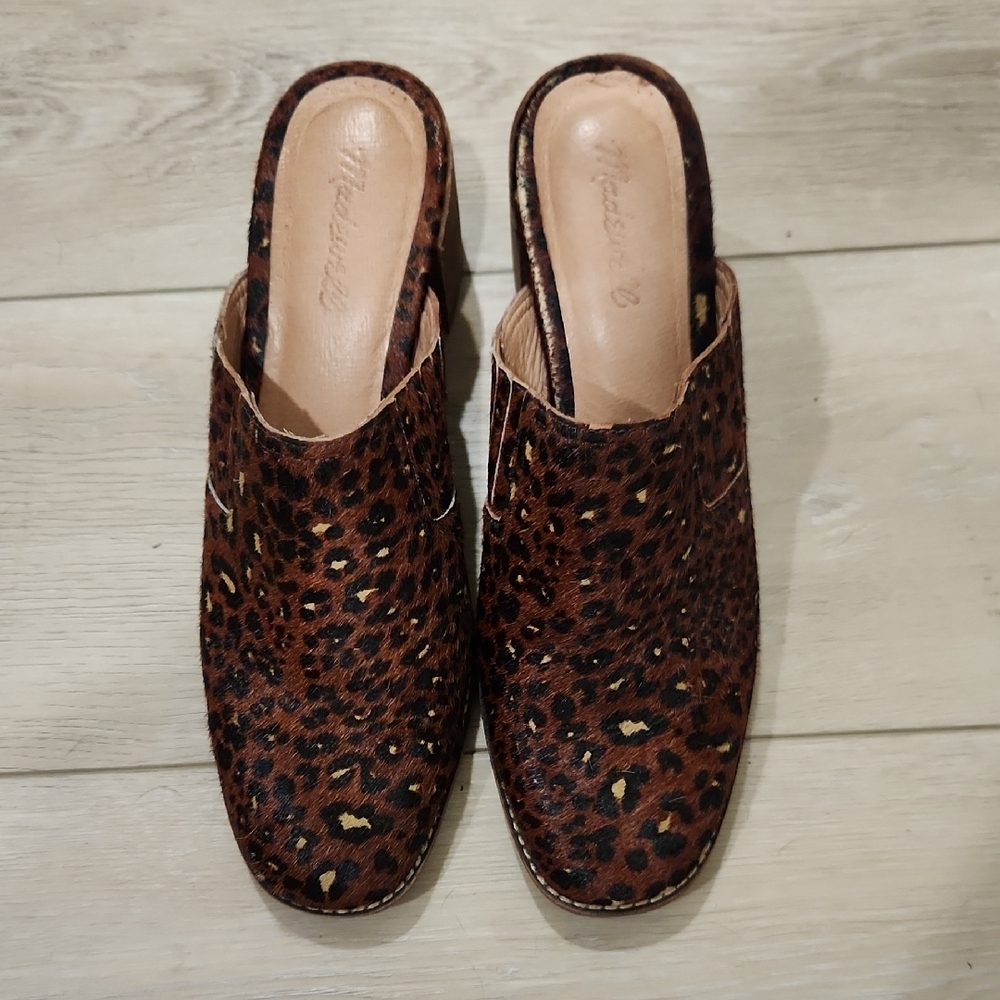 Madewell The Carey Brown/ Black Calf hair Mules